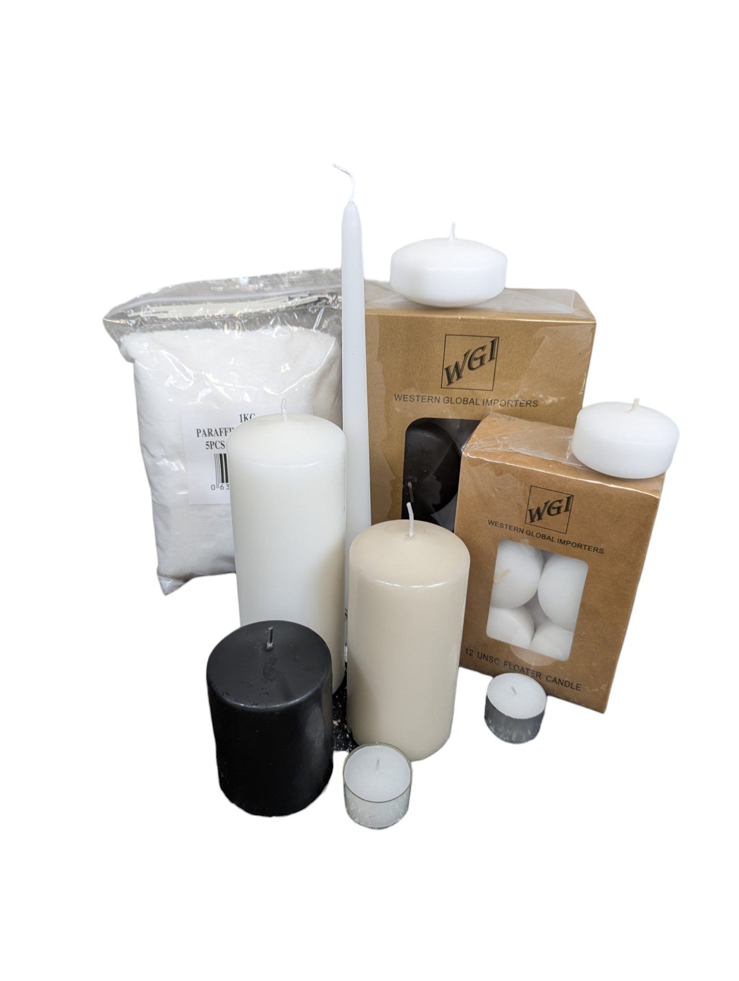 Candles We carry a wide assortment of 100% pure paraffin wax candles.