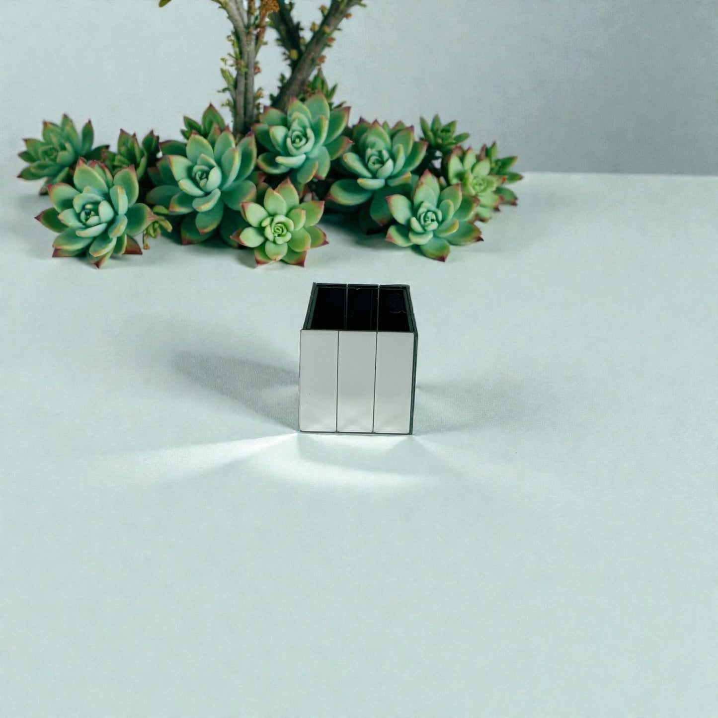 Mirrored Cube Vase 4"