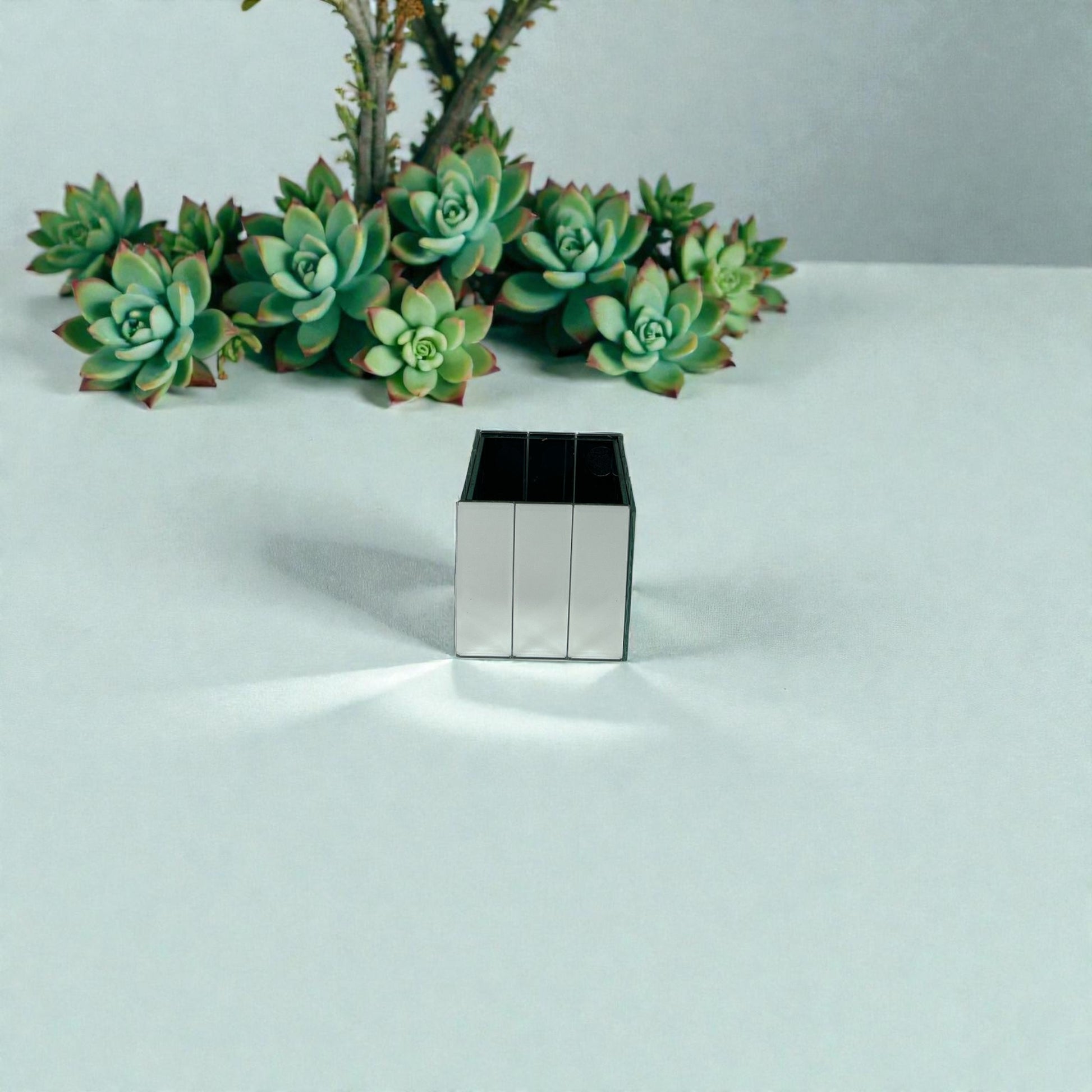 Mirrored Cube Vase 4"