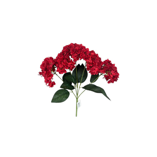 Red Hydrangea Bush- 5 heads