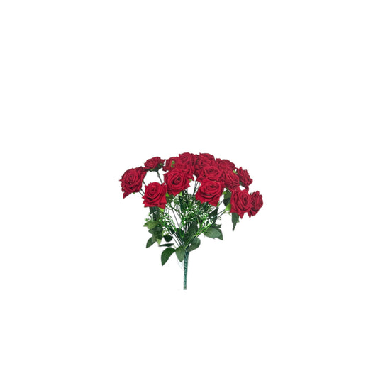 Red Velvet Roses with White Berries- 24 heads